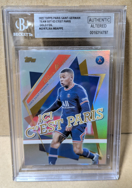 KYLIAN MBAPPE 1/1 GOLD FOIL BGS Authentic 2022 Topps Paris Saint Germain Card