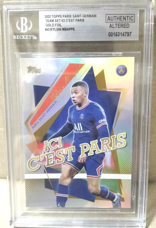 KYLIAN MBAPPE 1/1 GOLD FOIL BGS Authentic 2022 Topps Paris Saint Germain Card