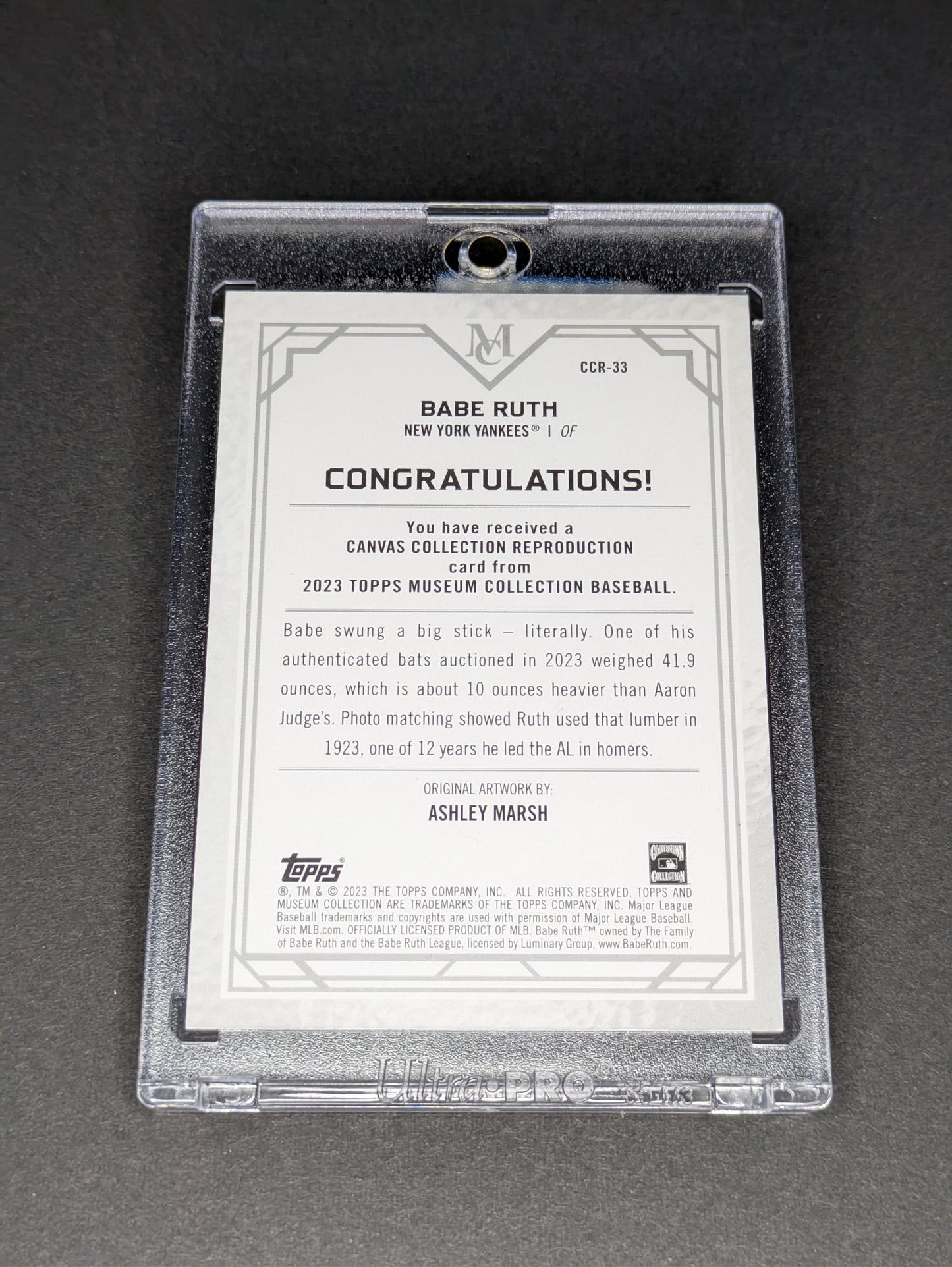 BABE RUTH New York Yankees 2023 Topps Museum Collection Baseball Card