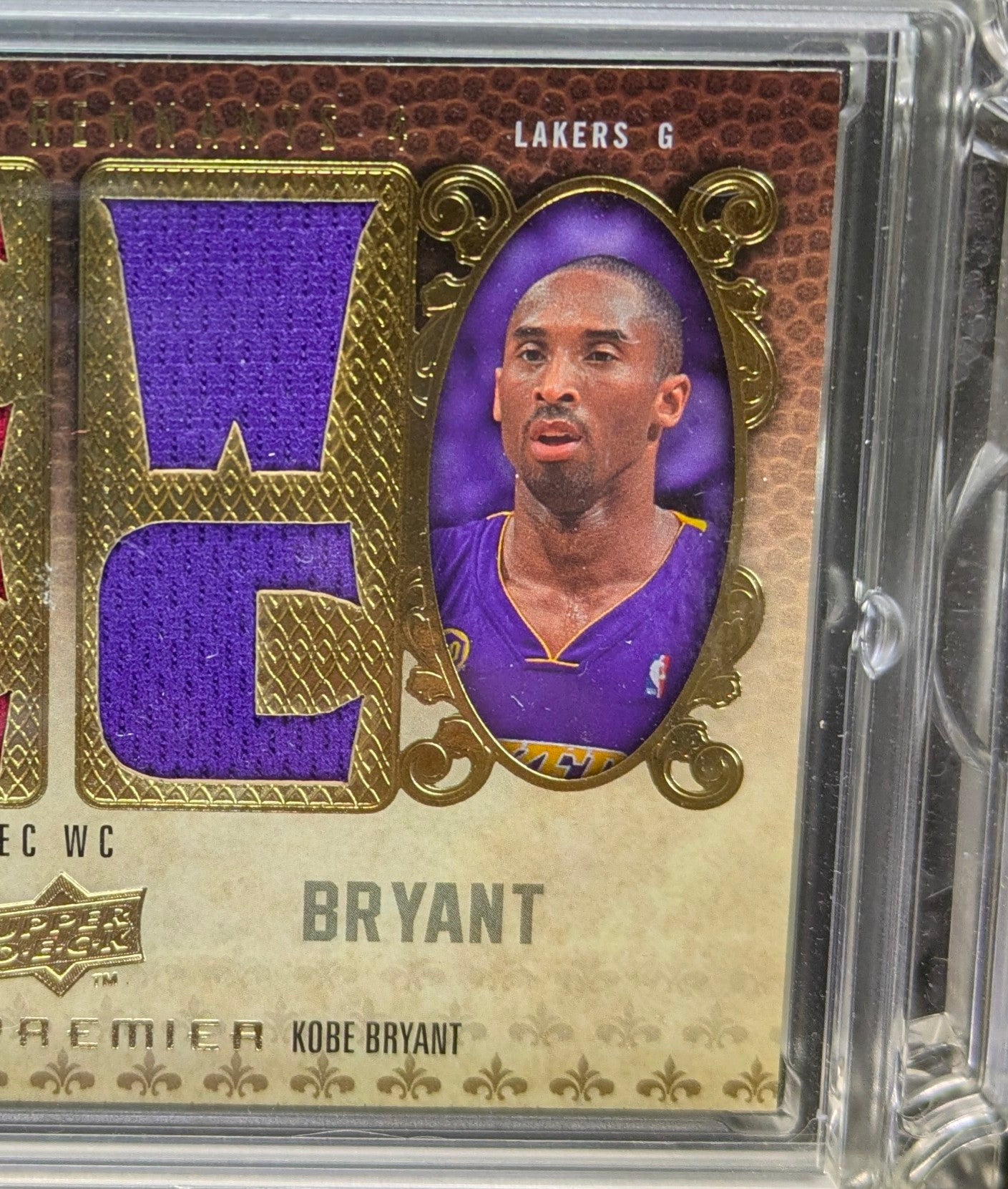 LeBron James Kobe Bryant /25 Gold Game Used Jersey Relic 2008-09 Upper Deck Premier Basketball Card Cavaliers Lakers