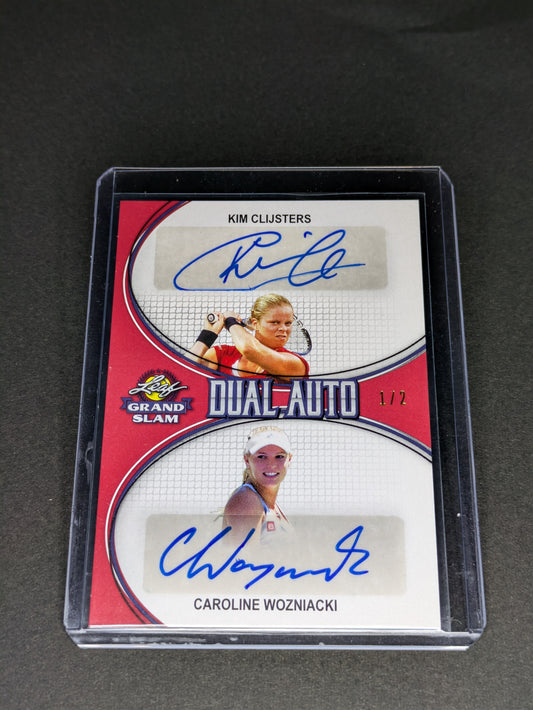 Leaf Tennis Grand Slam 1/2 Auto Autograph Kim Clijsters Caroline Wozniacki Card